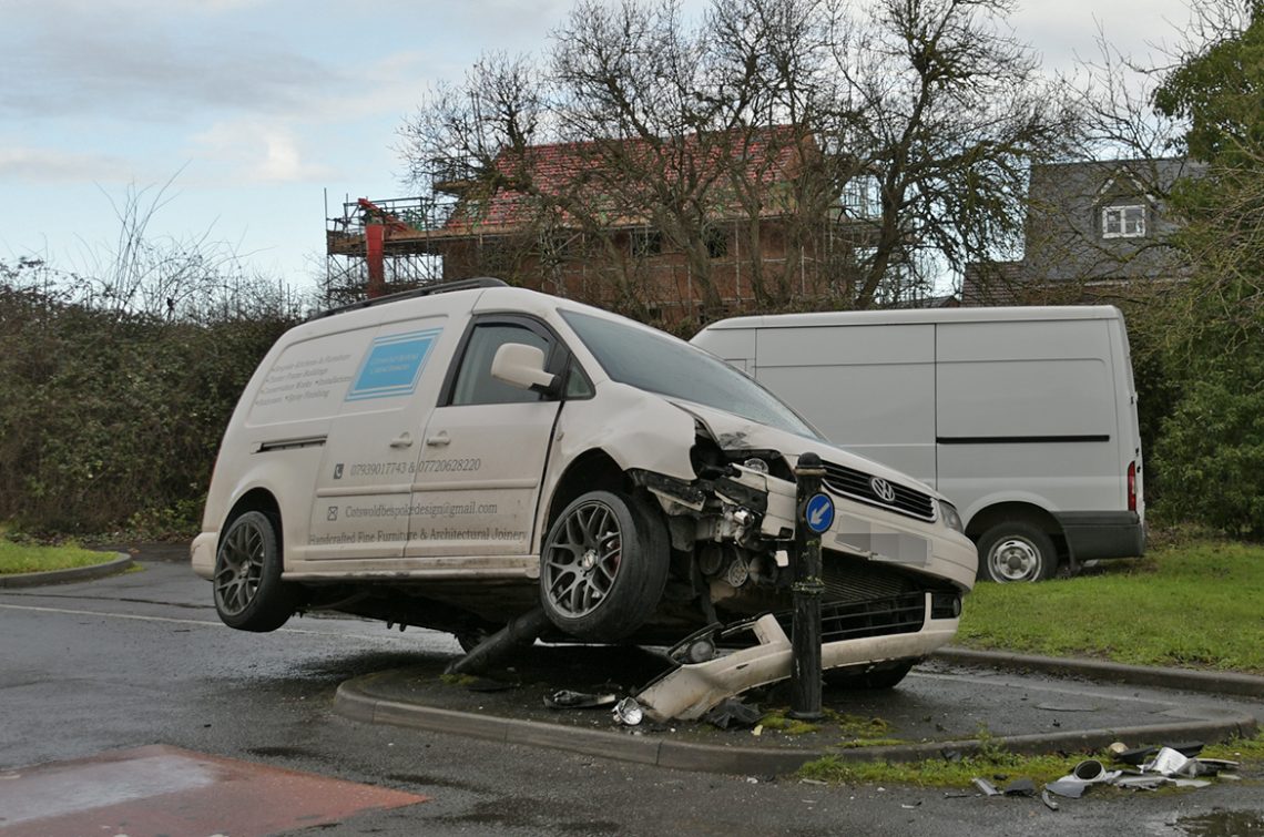OH BOLLARDS Driver Manages To Park Van On Bollard In Traffic calming Zone