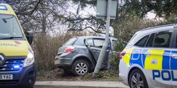 Police search for driver of car found embedded in Chippenham hospital hedge