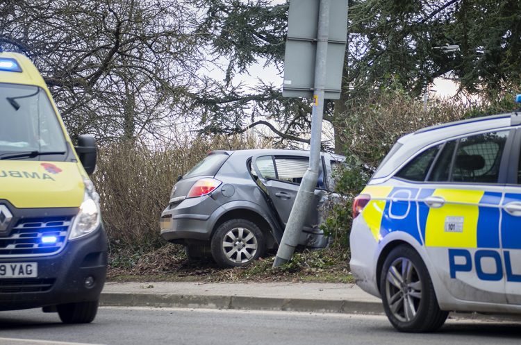 Police search for driver of car found embedded in Chippenham hospital hedge
