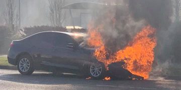 Firefighters battle serious car fire on Solstice Park in Amesbury