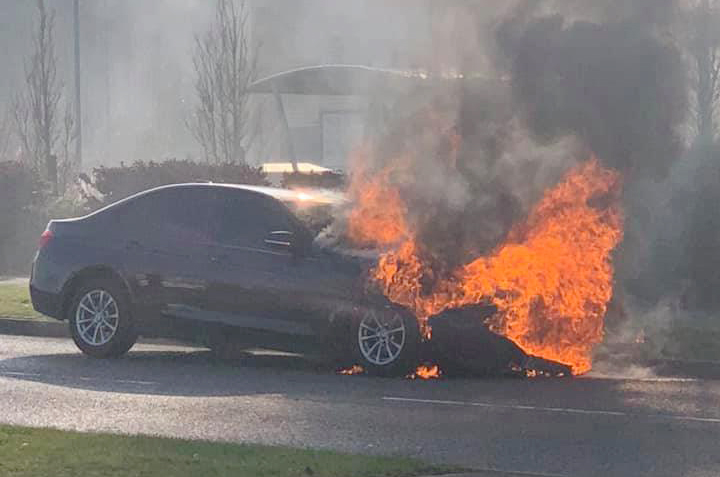 Firefighters battle serious car fire on Solstice Park in Amesbury