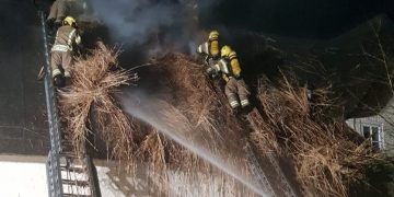 More than 50 firefighters battle blaze at thatched cottage near Devizes