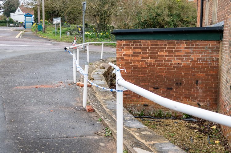 Barrier around former Seend pub damaged in two-vehicle crash