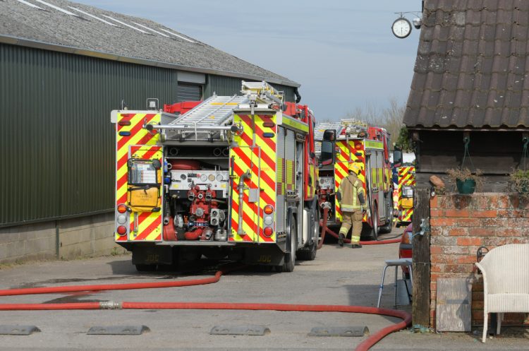 Three fire crews battle raging lorry fire on yard in Keevil near Trowbridge