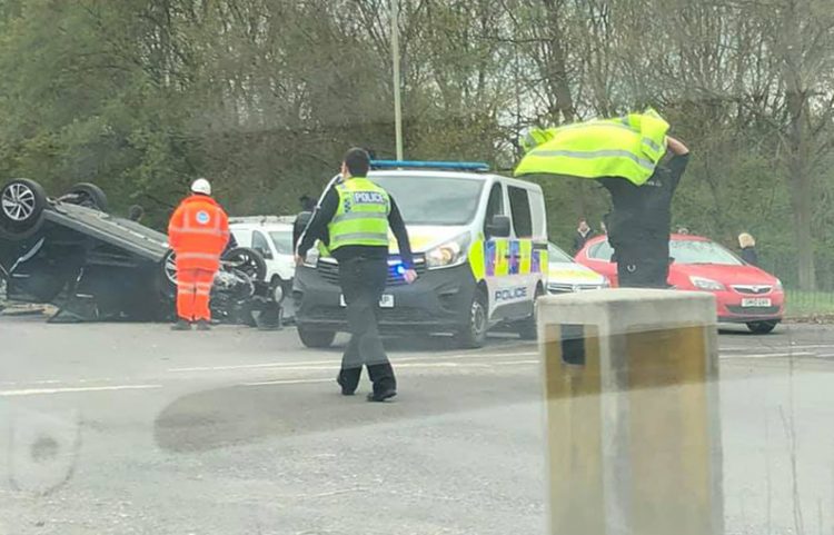 Air ambulance lands after car overturns in crash on Thamesdown Drive