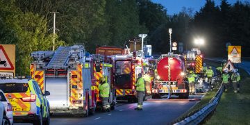 A350 closed in both directions near Chippenham after lorry fire