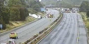 M4 closed in both directions as firefighters tackle caravan blaze
