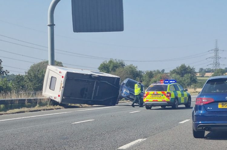 Overturned caravan on M4 causes miles of tailbacks into Wiltshire