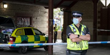 Crime scene after man’s body found in Chippenham car park toilets