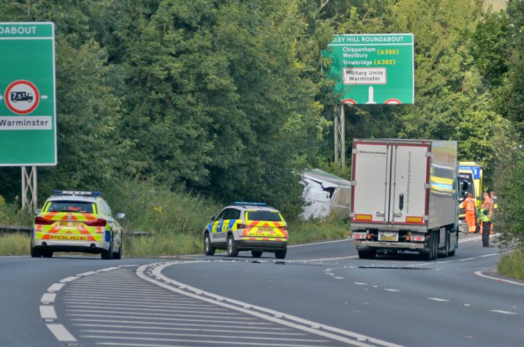 Rental van driver, 60s, dies after vehicle overturns on A36 near Warminster