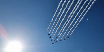 Red Arrows put on unexpected display over Corsham on way to Jersey event