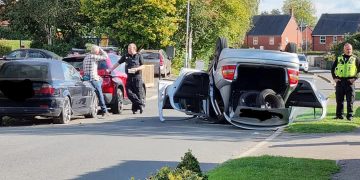 Couple, in 80s, rushed to hospital after car overturns in Devizes street