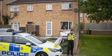 Crime scene in place after shooting at residential address in Swindon