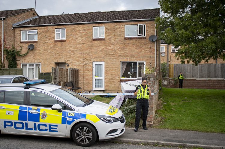 Crime scene in place after shooting at residential address in Swindon