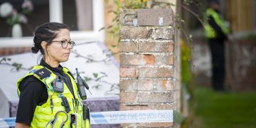 Crime scene in place after shooting at residential address in Swindon