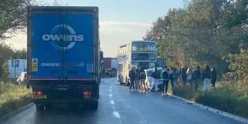 A350 blocked both directions after crash involving bus, tanker and car