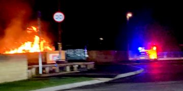 Malmesbury road closed as firefighters attend blaze close to new Aldi store
