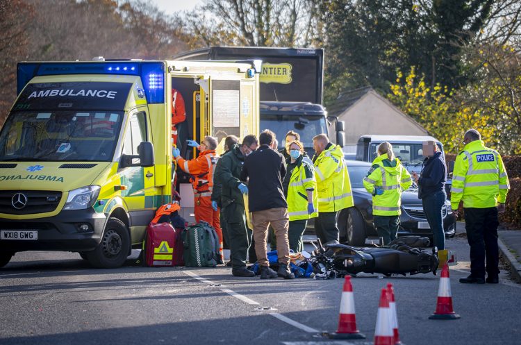 Motorcyclist rushed to hospital with serious injuries following A342 crash