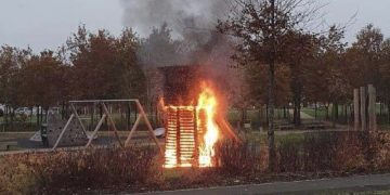 Firefighters put out play park blaze in Swindon as ‘kids seen running away’
