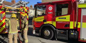 Swindon town centre road shut as four fire engines attend house blaze