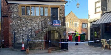 Police cordon and fire service presence in Salisbury for river rescue operation