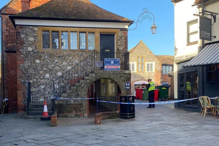 Police cordon and fire service presence in Salisbury for river rescue operation
