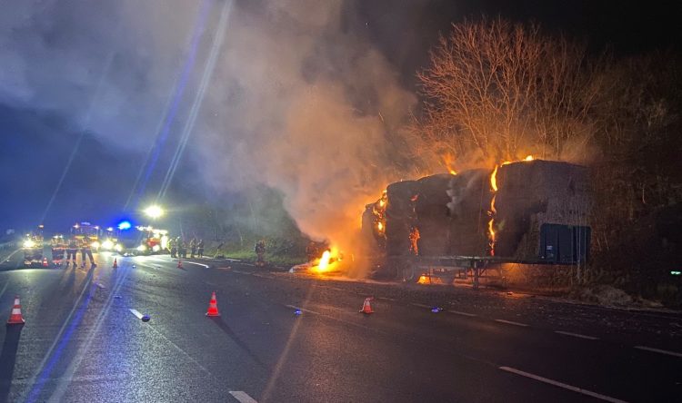 M4 near Chippenham closed in both directions after hay lorry catches fire