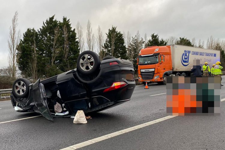 Lanes on M4 closed in Wiltshire as car overturns in collision with tanker