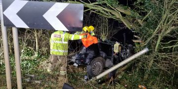 Firefighters cut casualty free from wrecked car after Wiltshire countryside crash
