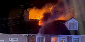 Terraced house goes up in flames as 20 firefighters battle blaze in Swindon overnight
