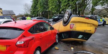 Mini crashes and overturns in Wiltshire pub car park – damaging two parked cars
