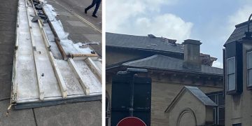 Storm Eunice: Trowbridge road closed as part of shopping centre roof blown off