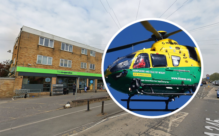 Air ambulance lands for serious incident outside supermarket in Salisbury