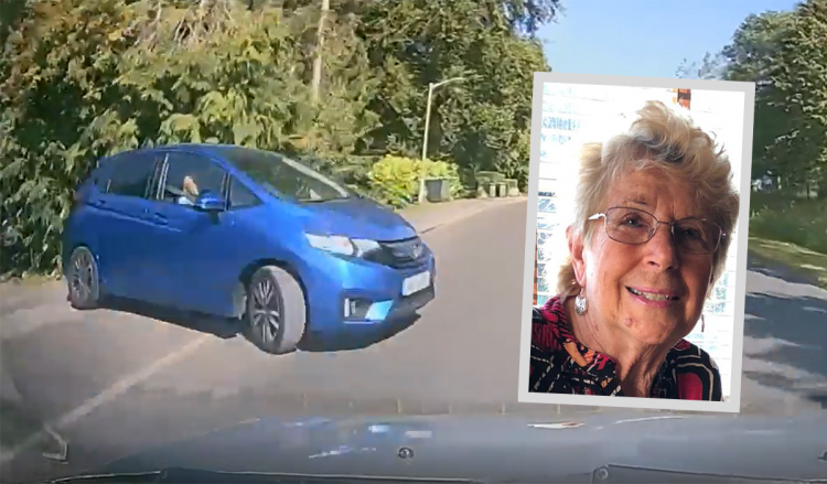 Dashcam captures moment woman, 78, causes dramatic crash – before fleeing the scene
