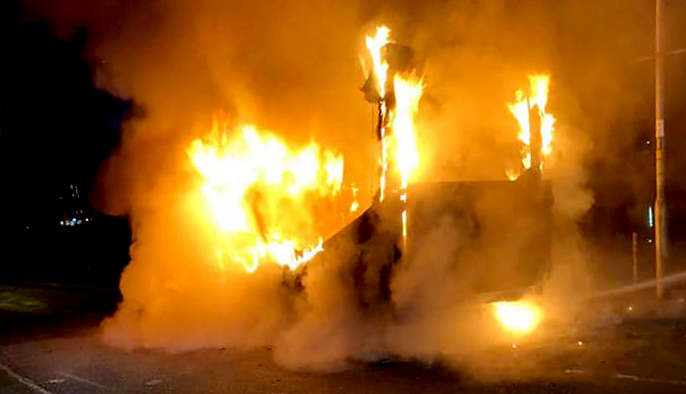 Firefighters save The Crammer wildlife after Luton van is engulfed in flames on A361