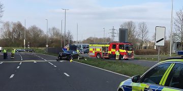 Casualty taken to hospital after Audi ploughs through central reservation in Swindon