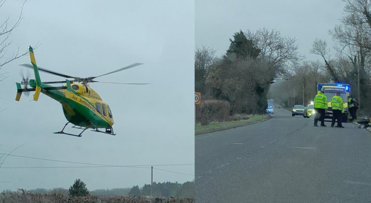 Motorcyclist airlifted to hospital with head injuries after crash with tractor on B4040