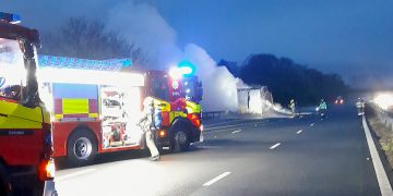 Severe delays on the M4 as firefighters tackle lorry fire near Chippenham