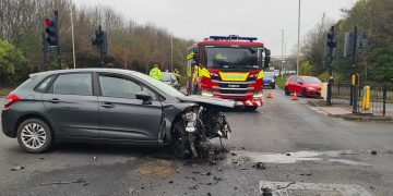 Thamesdown Drive partially closed as emergency services attend two-car crash