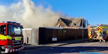 Former school building completely destroyed in major blaze – fire crews remain on scene