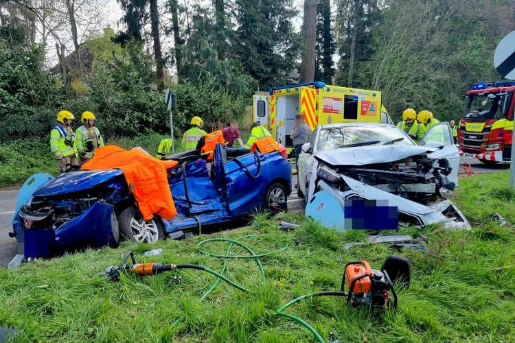 Dramatic pictures show aftermath of A4 crash that saw woman taken to hospital