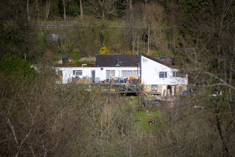 Crime scene after cannabis factory discovered in hillside building in Wiltshire countryside