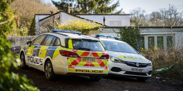 Crime scene after cannabis factory discovered in hillside building in Wiltshire countryside