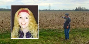Becky Godden’s father discovers police back combing field where her bones were found