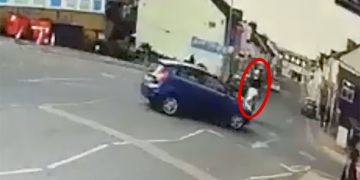Shocking CCTV footage shows moment motorcyclist collides with car crossing into his path
