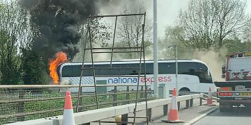 M4 slip road in Swindon closed as emergency services rush to coach blaze