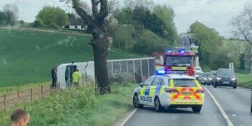 A346 partially blocked near Marlborough after lorry overturns in crash