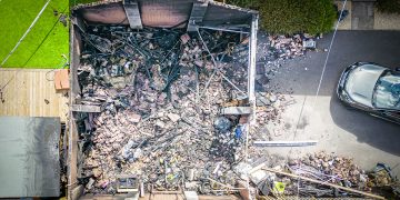Drone photographs show aftermath of major garage blaze in Trowbridge
