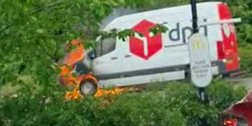 Firefighters called to same delivery van TWICE as it repeatedly bursts into flames