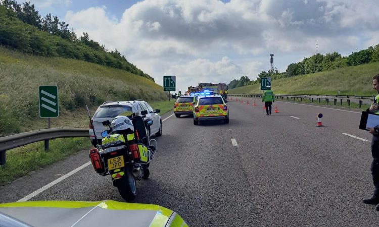 Air ambulance circles as A419 closed for serious crash ‘involving car and van’
